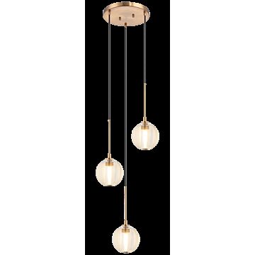 Jemyca Three Light Pendant in Aged Gold Brass by Matteo Lighting
