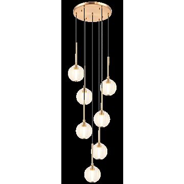 Jemyca Seven Light Pendant in Aged Gold Brass by Matteo Lighting