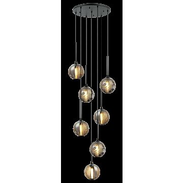Jemyca Seven Light Pendant in Matte Black by Matteo Lighting