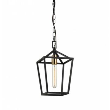 Scatola One Light Pendant in Rusty Black & Aged Gold Brass accents by Matteo Lighting