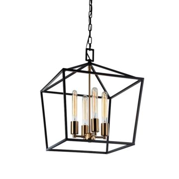 Scatola Four Light Chandelier in Rusty Black & Aged Gold Brass accents by Matteo Lighting