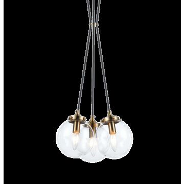 The Bougie Three Light Pendant in Aged Gold Brass by Matteo Lighting