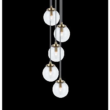 The Bougie Five Light Pendant in Aged Gold Brass by Matteo Lighting