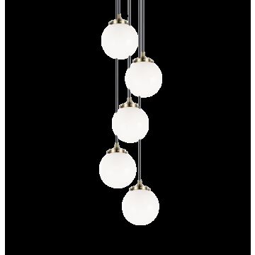 The Bougie Five Light Pendant in Aged Gold Brass by Matteo Lighting