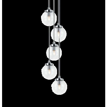 The Bougie Five Light Pendant in Chrome by Matteo Lighting