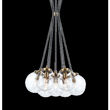 The Bougie Seven Light Pendant in Aged Gold Brass by Matteo Lighting