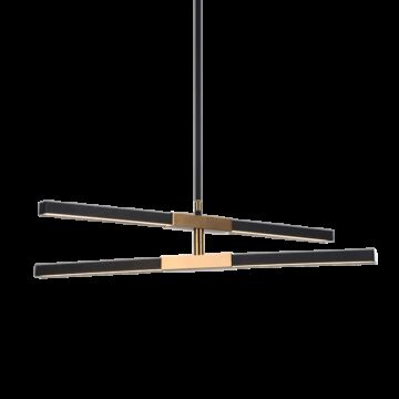 Lineare LED Pendant in Matte Black & Aged Gold Brass by Matteo Lighting