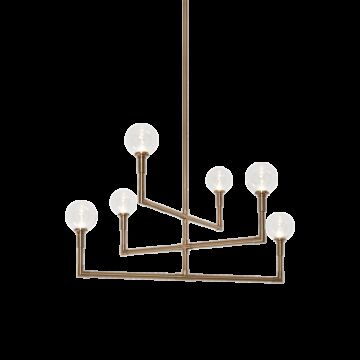 Candlestix Six Light Chandelier in Aged Gold Brass by Matteo Lighting