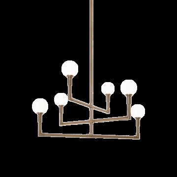 Candlestix Six Light Chandelier in Aged Gold Brass by Matteo Lighting