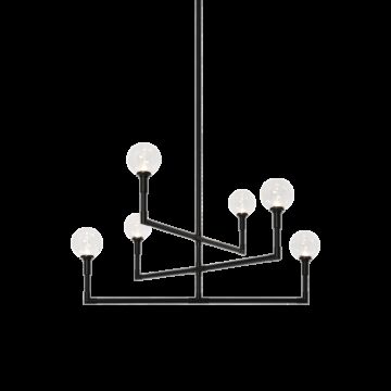 Candlestix Six Light Chandelier in Black by Matteo Lighting