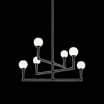 Candlestix Six Light Chandelier in Black by Matteo Lighting