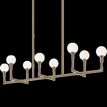 Candlestix Eight Light Chandelier in Aged Gold Brass by Matteo Lighting