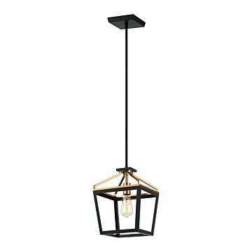 Mavonshire One Light Chandelier in Black   Aged Gold Brass by Matteo Lighting