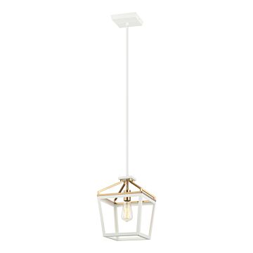 Mavonshire One Light Chandelier in White   Aged Gold Brass by Matteo Lighting