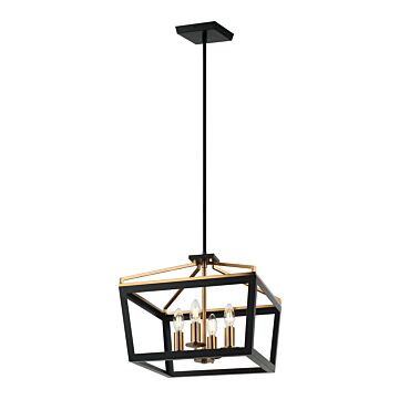 Mavonshire Four Light Chandelier in Black   Aged Gold Brass by Matteo Lighting