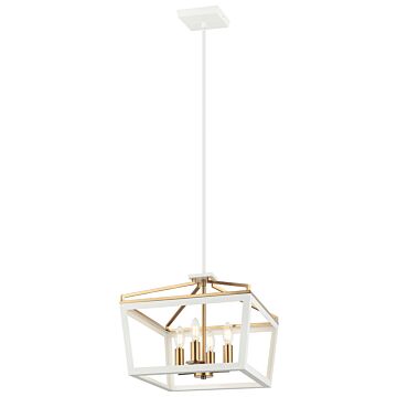 Mavonshire Four Light Chandelier in White   Aged Gold Brass by Matteo Lighting