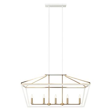 Mavonshire Five Light Chandelier in White   Aged Gold Brass by Matteo Lighting