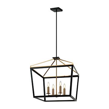 Mavonshire Four Light Chandelier in Black   Aged Gold Brass by Matteo Lighting