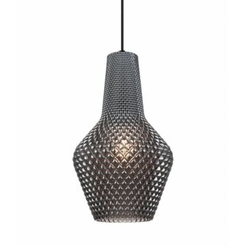Quilted Gem One Light Pendant in Matte Black by Matteo Lighting