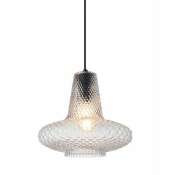 Quilted Gem One Light Pendant in Matte Black by Matteo Lighting