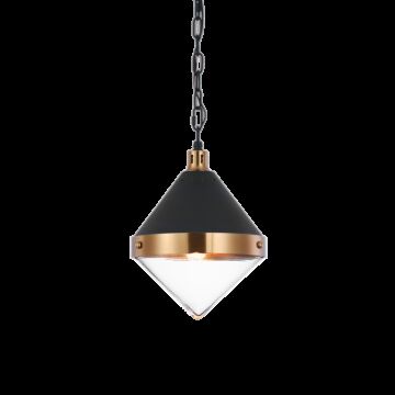 Sphericon One Light Pendant in Matte Black & Aged Gold Brass by Matteo Lighting