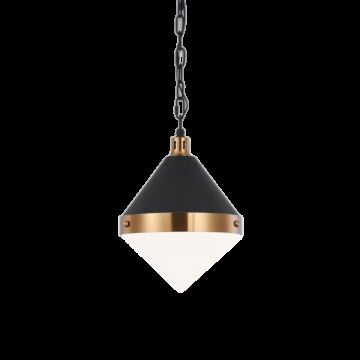 Sphericon One Light Pendant in Matte Black & Aged Gold Brass by Matteo Lighting