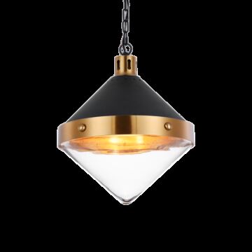 Sphericon Three Light Pendant in Matte Black & Aged Gold Brass by Matteo Lighting