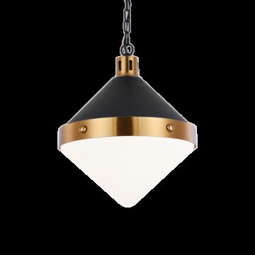 Sphericon Three Light Pendant in Matte Black & Aged Gold Brass by Matteo Lighting