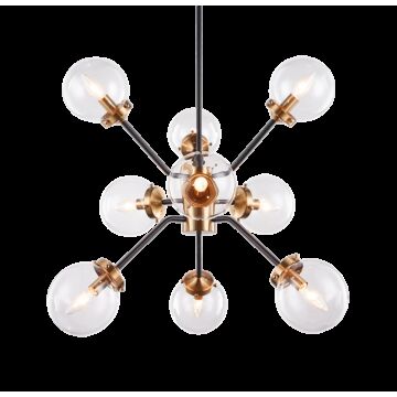 Maru Nine Light Chandelier in Aged Gold Brass by Matteo Lighting