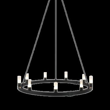 Cascadian Nine Light Chandelier in Matte Black by Matteo Lighting