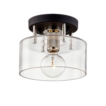 Bergamot Station One Light SemiFlush Mount in Textured Black & Polish Nickel by Troy Lighting