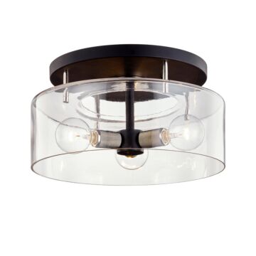 Bergamot Station Three Light Semi Flush Mount in Textured Black & Polish Nickel by Troy Lighting