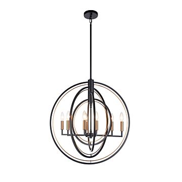 Odyssey Eight Light Pendant in Black by Matteo Lighting