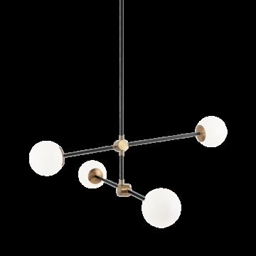 Cosmic Four Light Chandelier in Aged Gold Brass by Matteo Lighting