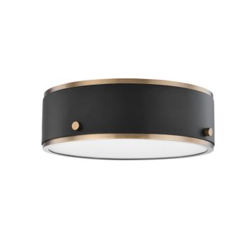 Eli LED Flush Mount in Patina Brass And Soft Off Black by Troy Lighting