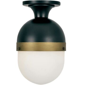 Capsule One Light Outdoor Semi Flush Mount in Matte Black   Textured Gold by Crystorama
