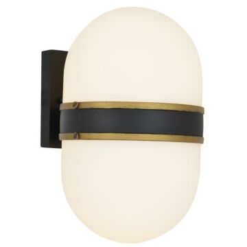 Capsule Two Light Outdoor Wall Sconce in Matte Black   Textured Gold by Crystorama