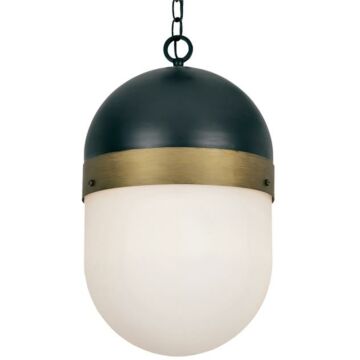 Capsule Three Light Outdoor Pendant in Matte Black   Textured Gold by Crystorama
