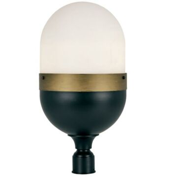 Capsule Three Light Outdoor Post Mount in Matte Black   Textured Gold by Crystorama