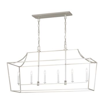 Southold Six Light Linear Lantern in Polished Nickel by Visual Comfort Studio