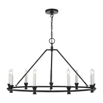 Keystone Nine Light Chandelier in Aged Iron by Visual Comfort Studio