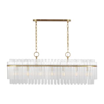 Beckett Seven Light Linear Chandelier in Burnished Brass by Visual Comfort Studio