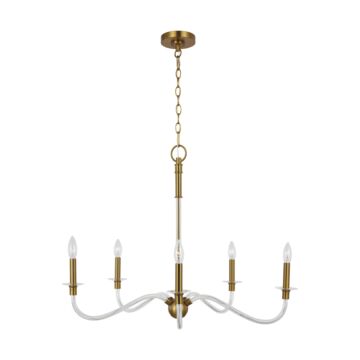 Hanover Five Light Chandelier in Burnished Brass by Visual Comfort Studio