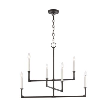 Bayview Six Light Chandelier in Aged Iron by Visual Comfort Studio