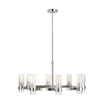 Geneva Eight Light Chandelier in Polished Nickel by Visual Comfort Studio