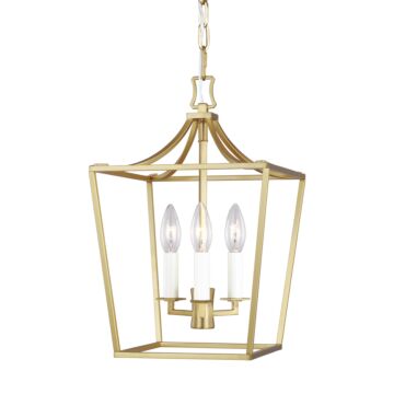 Southold Three Light Mini Lantern in Burnished Brass by Visual Comfort Studio