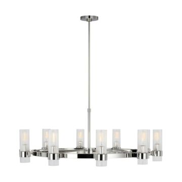 Geneva Eight Light Chandelier in Polished Nickel by Visual Comfort Studio