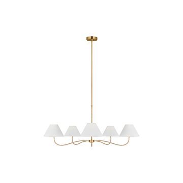 Laguna Five Light Chandelier in Burnished Brass by Visual Comfort Studio