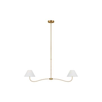 Laguna Two Light Linear Chandelier in Burnished Brass by Visual Comfort Studio