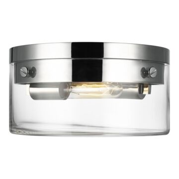 Garrett Two Light Flush Mount in Polished Nickel by Visual Comfort Studio